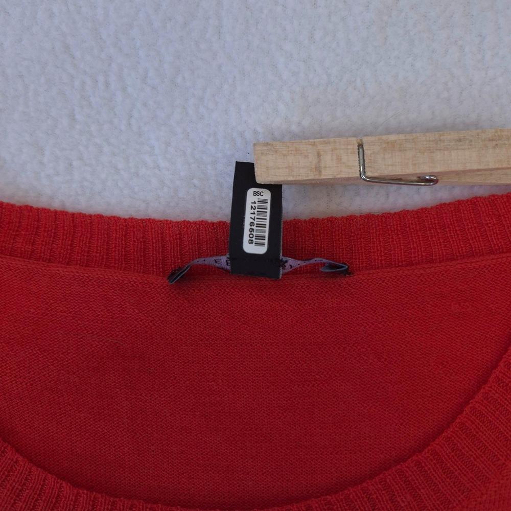 Eileen Fisher Sweater Red Orange Merino Wool Medium Crew Neck Minimalist Classic - Picture 4 of 11